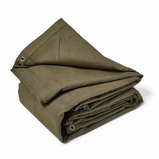 Water Resistant Canvas Tarp with Reinforced Corners | Olive Drab | 20' X 20' | Sale Tarp