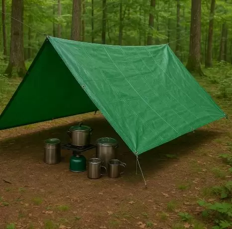 poly tarp A-frame tent