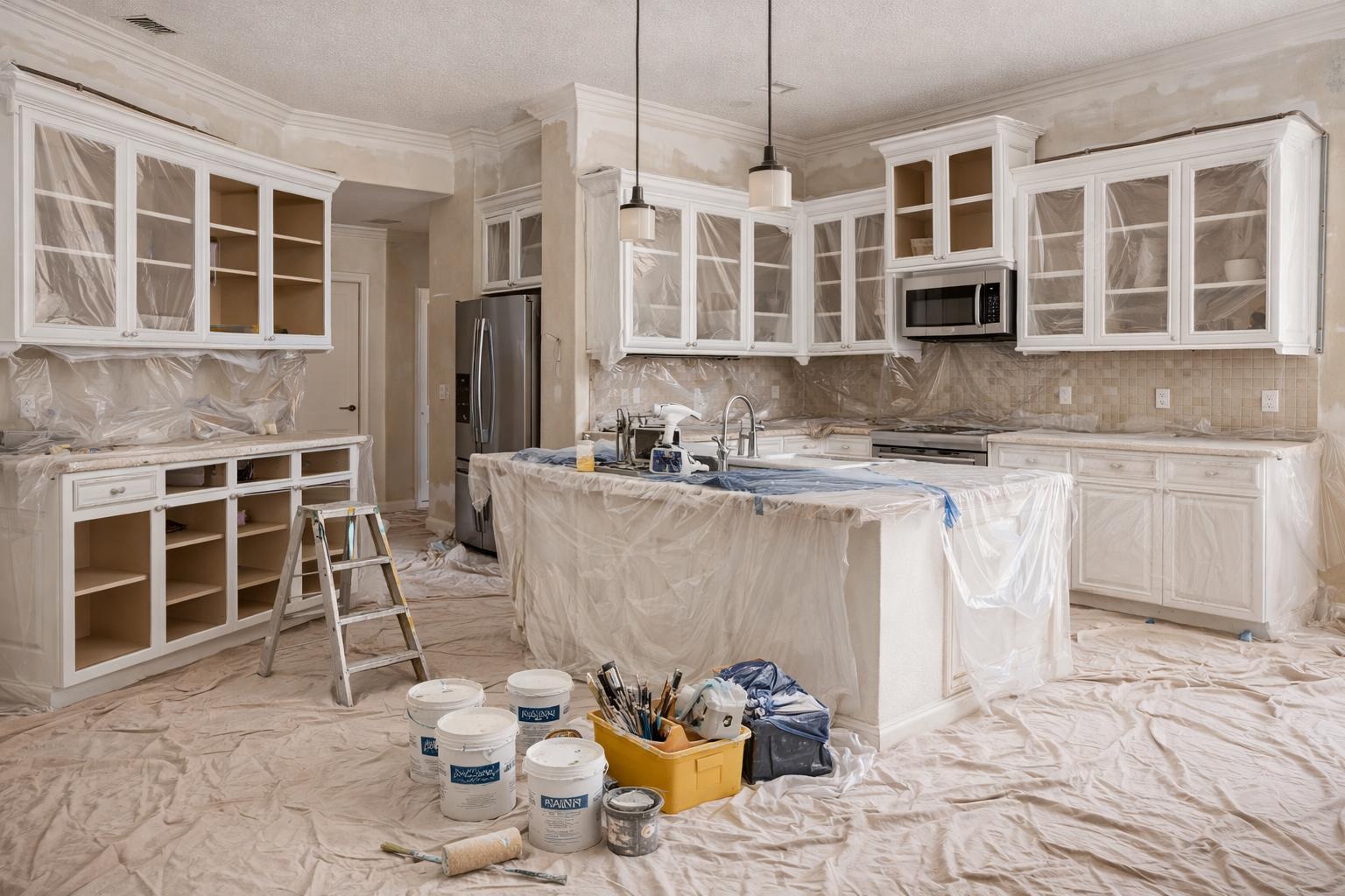 Covering the surrounding area during painting and other remodeling is an important part of the job.